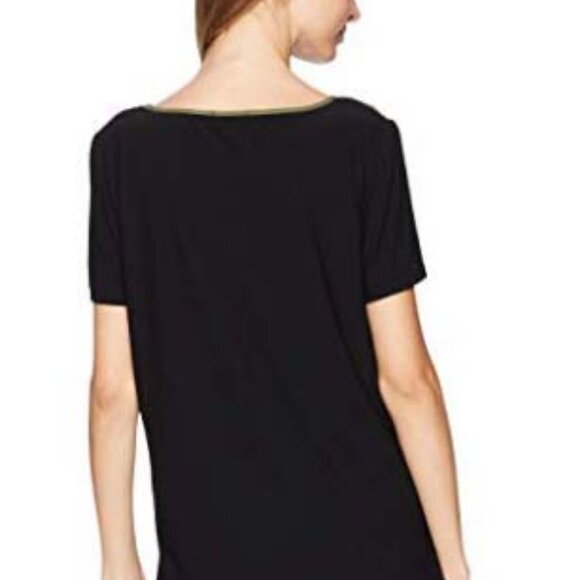 Colorblock Green Black Hi Lo Hem TShirt Mixed Media Jones New York JNY Size XL - Picture 2 of 5